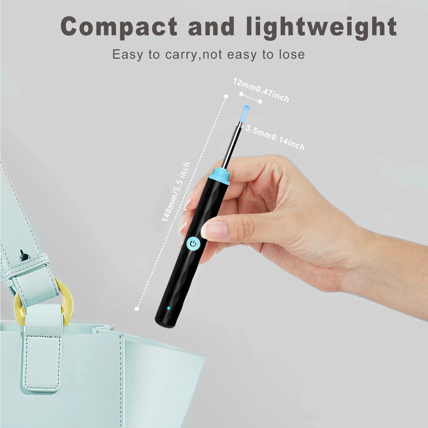 Wireless Smart Visual Ear Cleaner Otoscope with LED lights and silicone ear scoops, designed for safe ear cleaning.