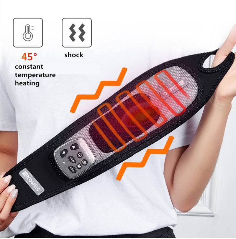 Wireless Vibration Physical Therapy Heating Wrist Massager in black and gray, showcasing its ergonomic design and user-friendly operation panel.