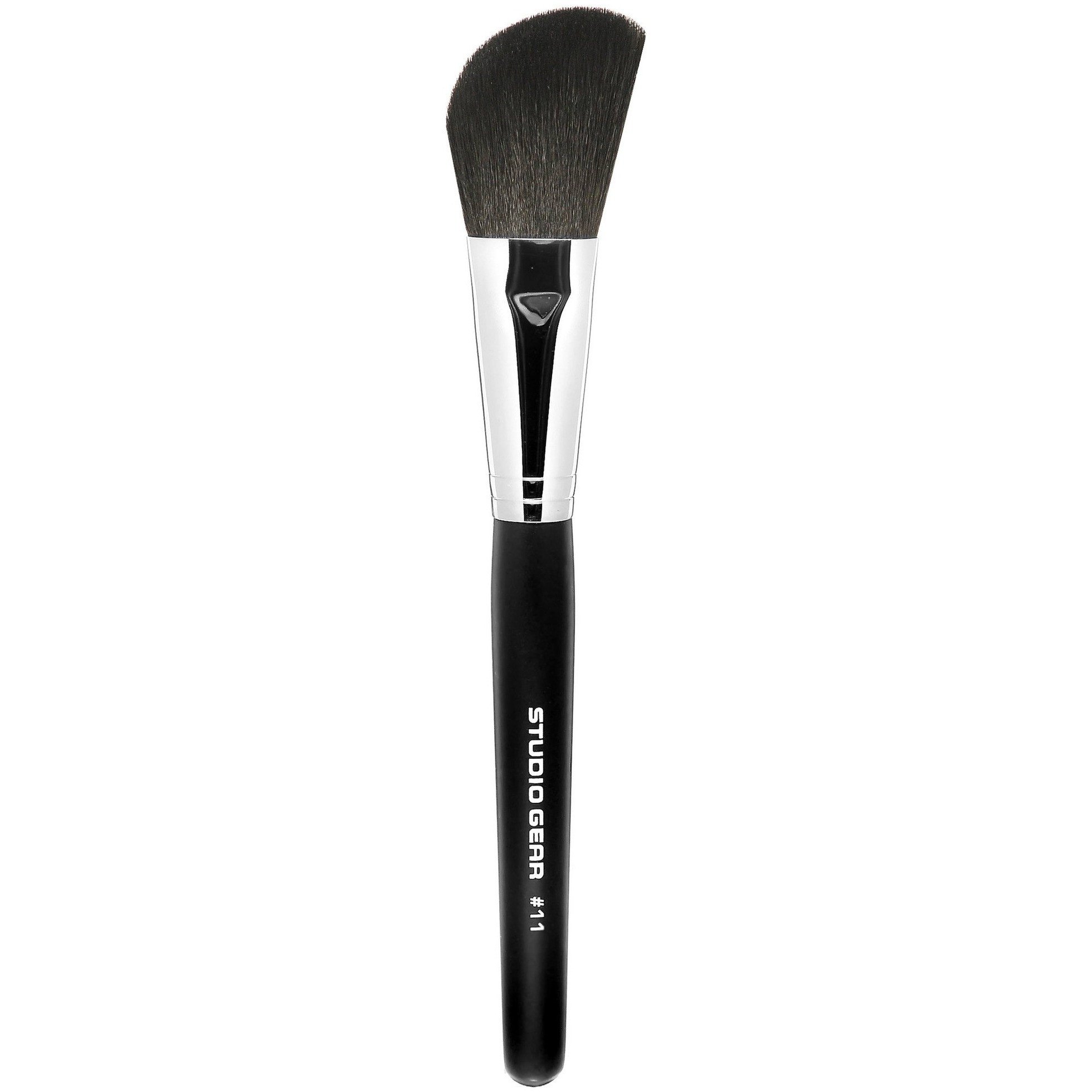 Studio Gear Cosmetics #11 Large Contour Brush with dense, angled bristles made from super soft goat hair, ideal for contouring.