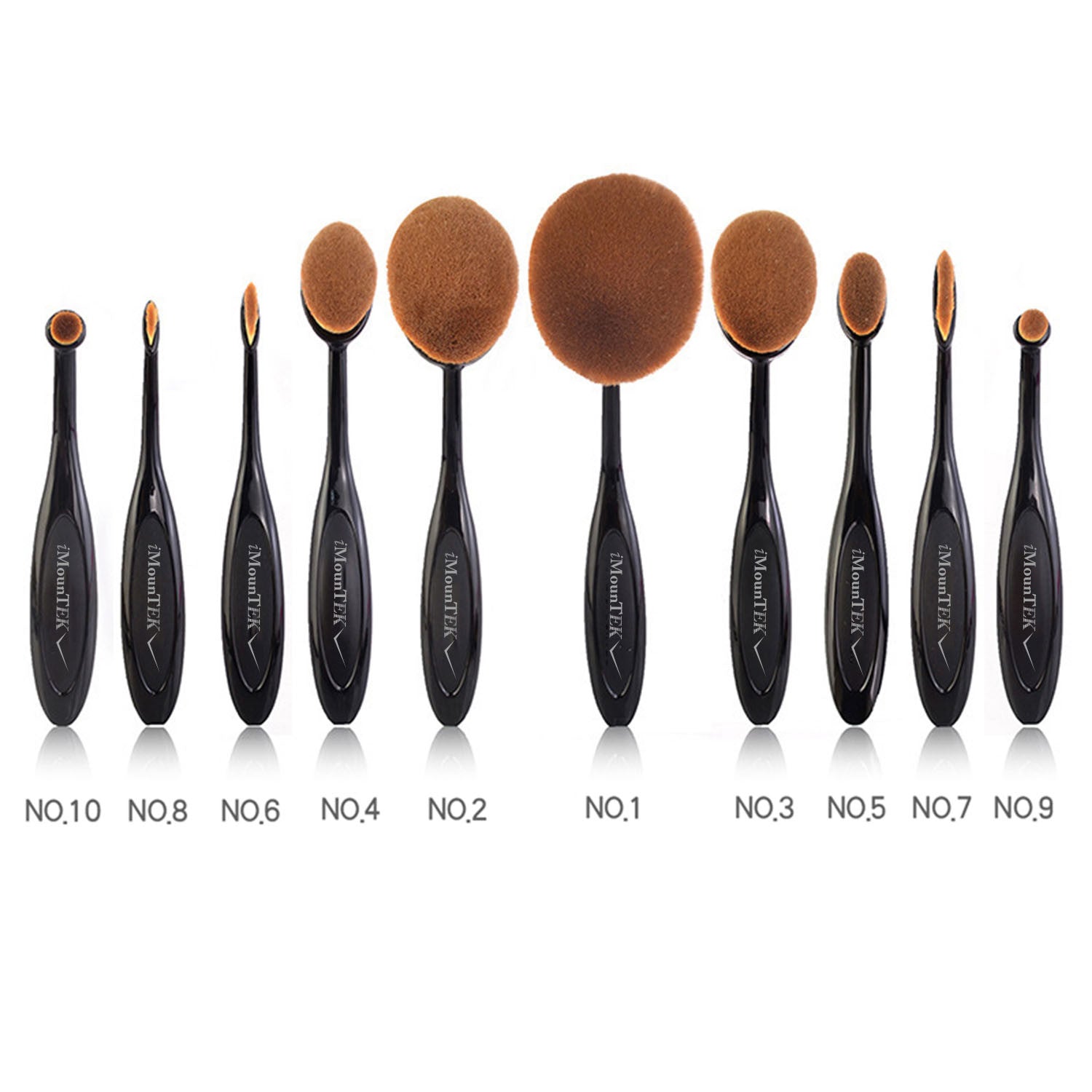 10-PCS Oval-Shaped Makeup Brush Set featuring various brush sizes and shapes for flawless makeup application.