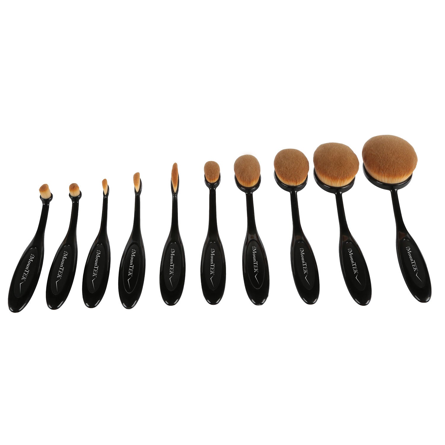 10-PCS Oval-Shaped Makeup Brush Set featuring various brush sizes and shapes for flawless makeup application.