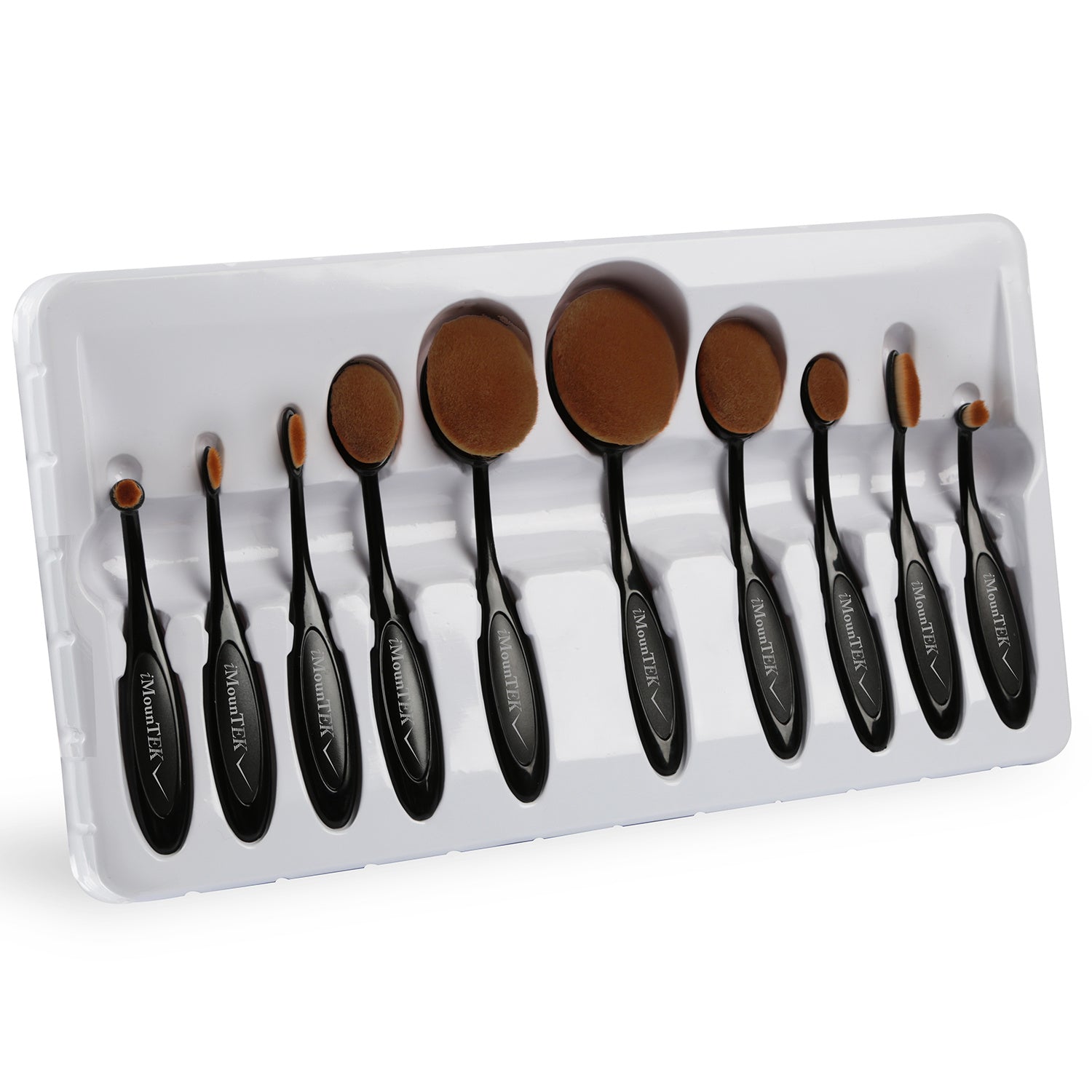 10-PCS Oval-Shaped Makeup Brush Set featuring various brush sizes and shapes for flawless makeup application.