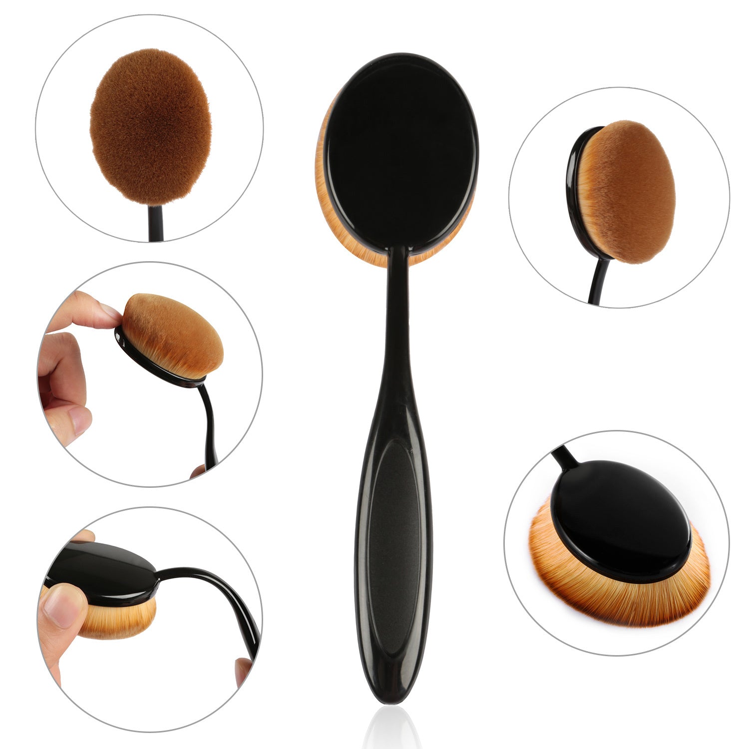 10-PCS Oval-Shaped Makeup Brush Set featuring various brush sizes and shapes for flawless makeup application.