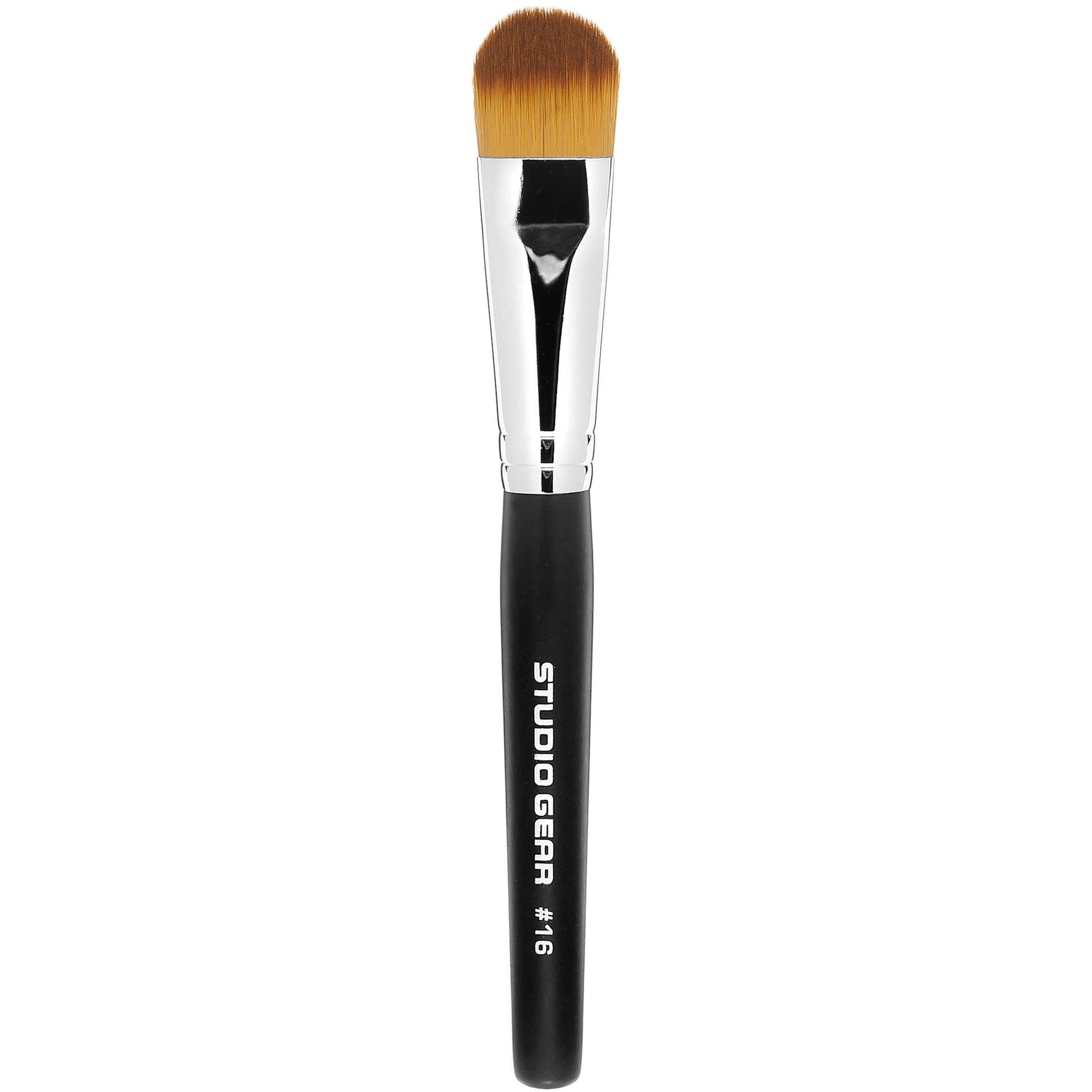 Studio Gear Cosmetics #16 Foundation Brush with taklon nylon hairs for smooth foundation application.