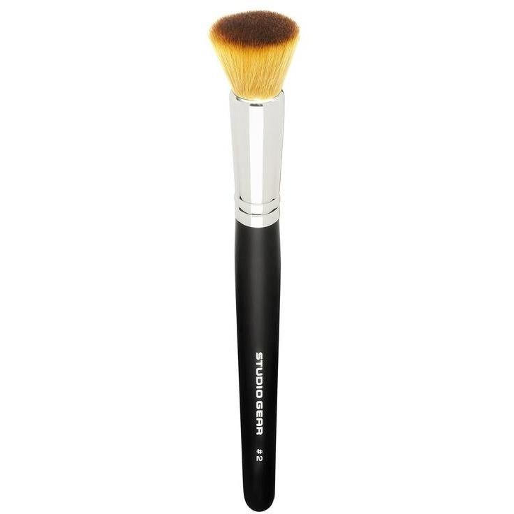 Studio Gear Cosmetics #2 Flat Powder Brush with compact bristles for smooth powder application.