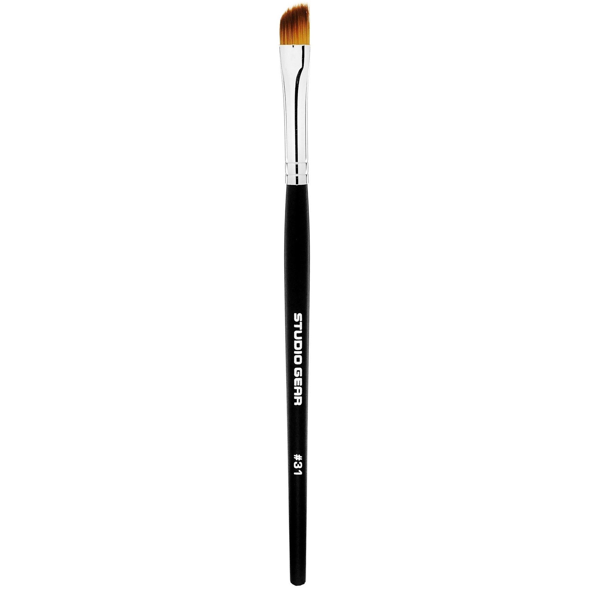 Studio Gear Cosmetics #31 Invincible Eyeliner Brush with stiff taklon nylon fibers, designed for precise eyeliner application.