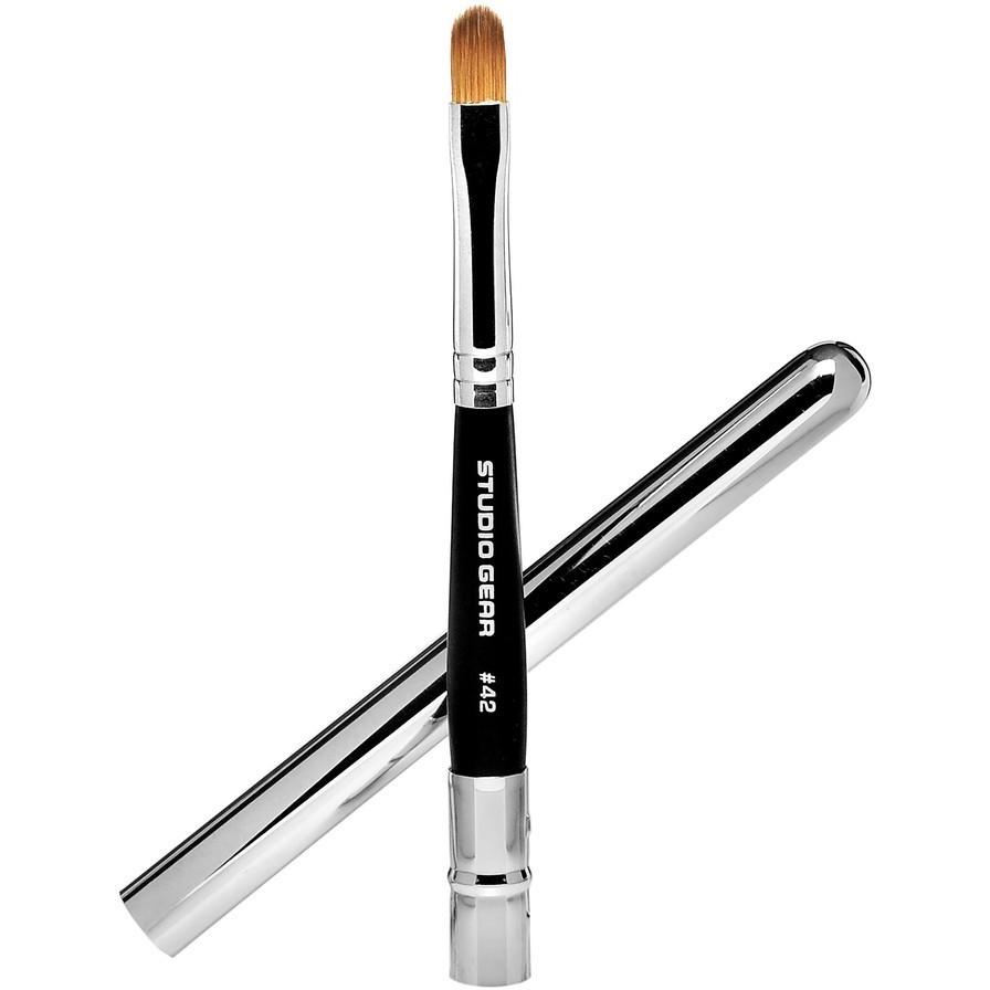 Studio Gear Cosmetics #42 Golden Sable Covered Lip Brush with natural bristles and sleek design, perfect for precise lip application.