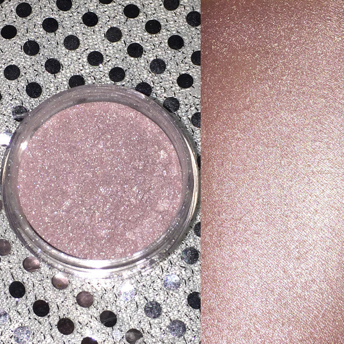 Athena Loose Diamond Highlighter in metallic mauve pink shade, finely milled powder in a sleek container, perfect for highlighting and adding shimmer.