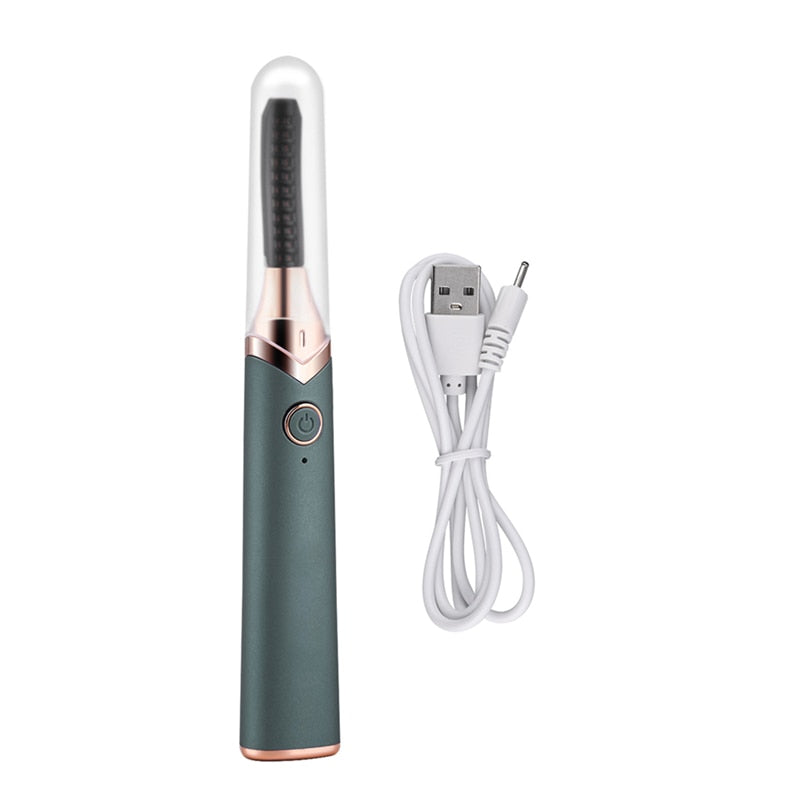 Beauty Makeup Heated Eyelash Curler with USB charging feature and three temperature settings for long-lasting curls.