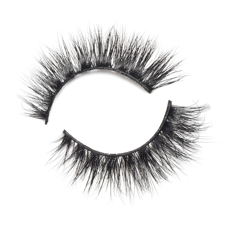 A pair of luxurious BETTY MINK LASHES made from 100% real mink fur, showcasing a 3-dimensional wispy design for a glamorous look.