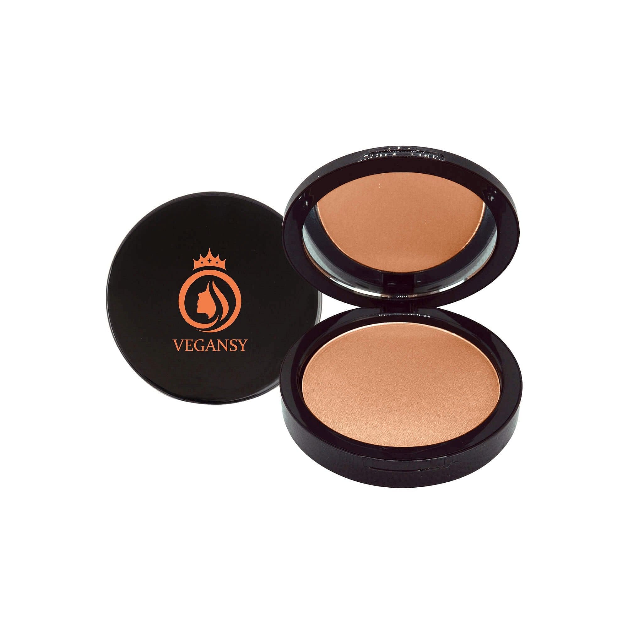 Birch Dual Blend Powder Foundation compact with a sleek design, showcasing the powder and mirror inside.