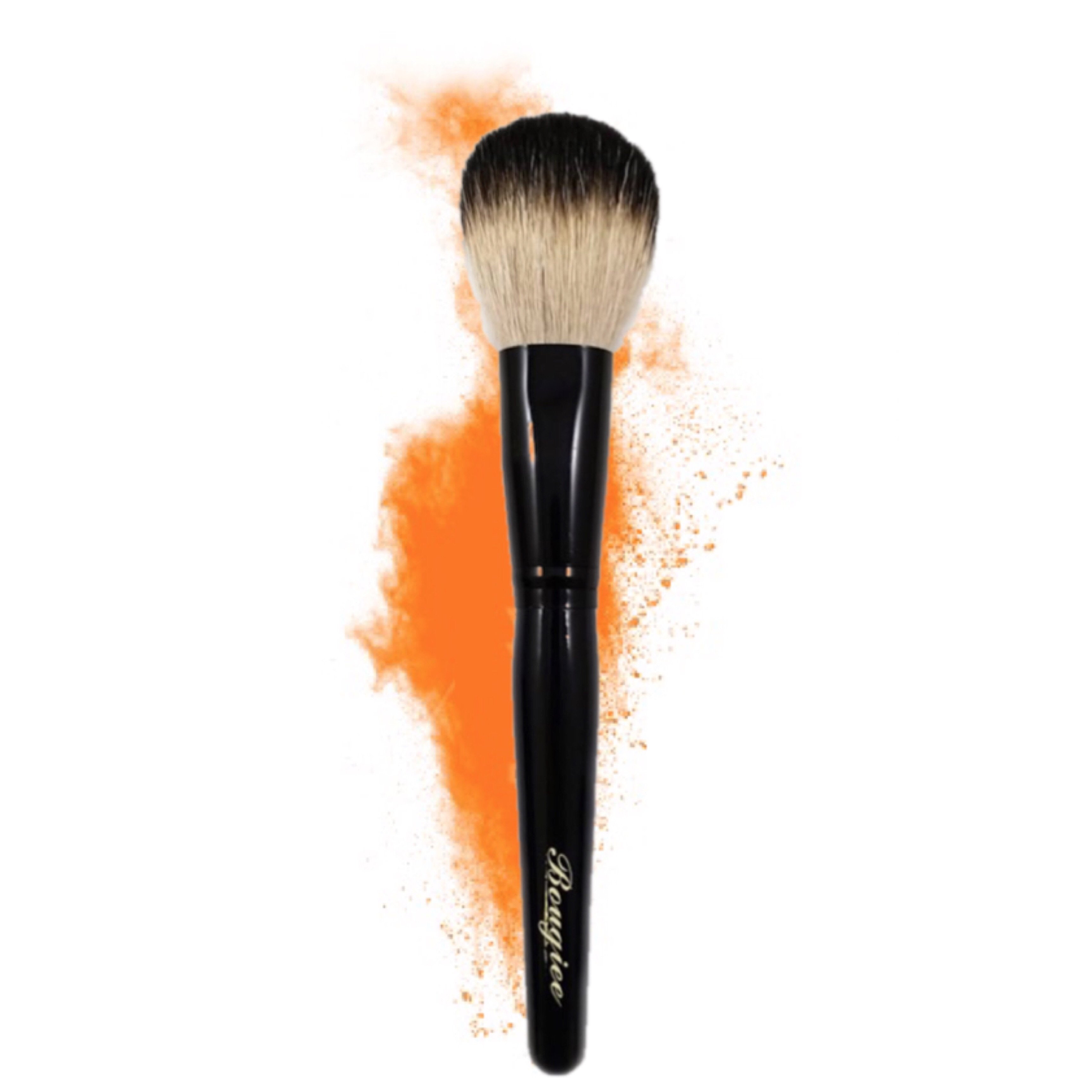 Blush Brush BK47 featuring ultra-soft goat hair bristles, polished black ferrule, and high gloss birch wood handle, ideal for flawless blush application.