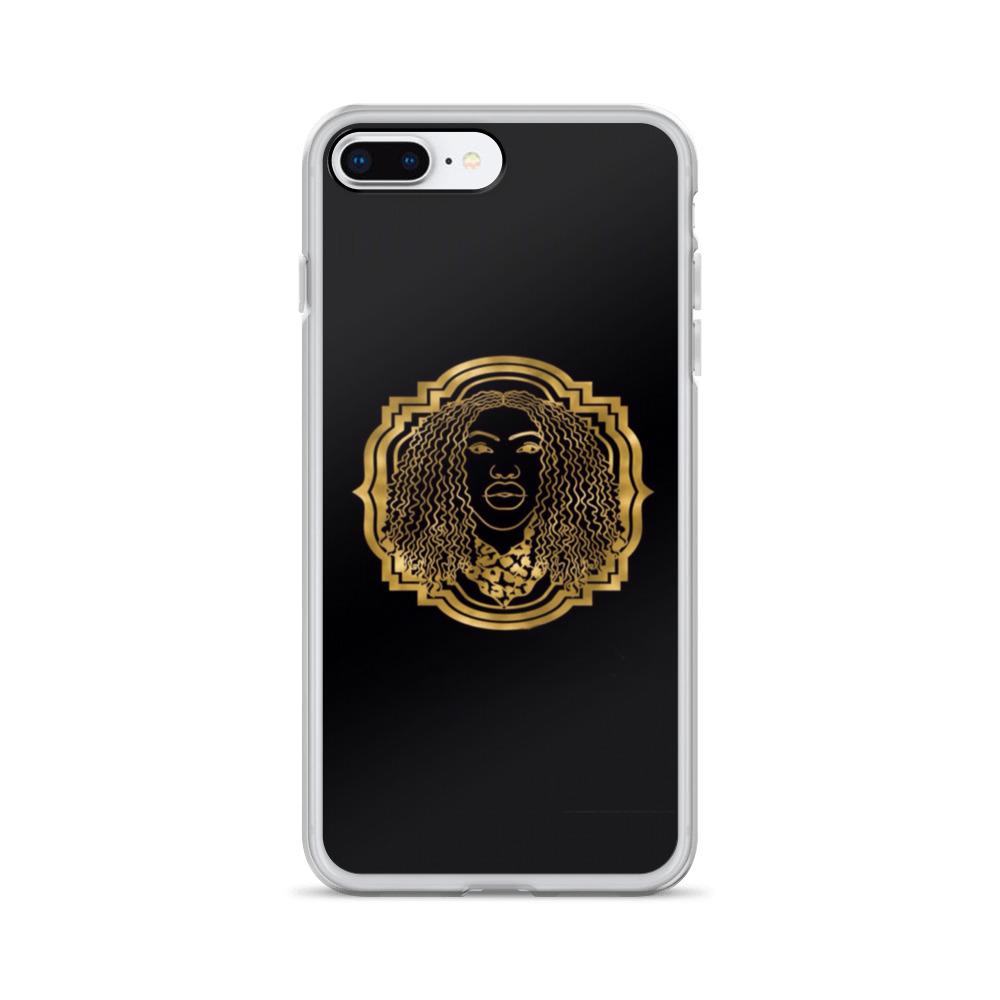 Bougiee Emblem Dark iPhone Case showcasing sleek design and durable materials, featuring a solid back and flexible sides.