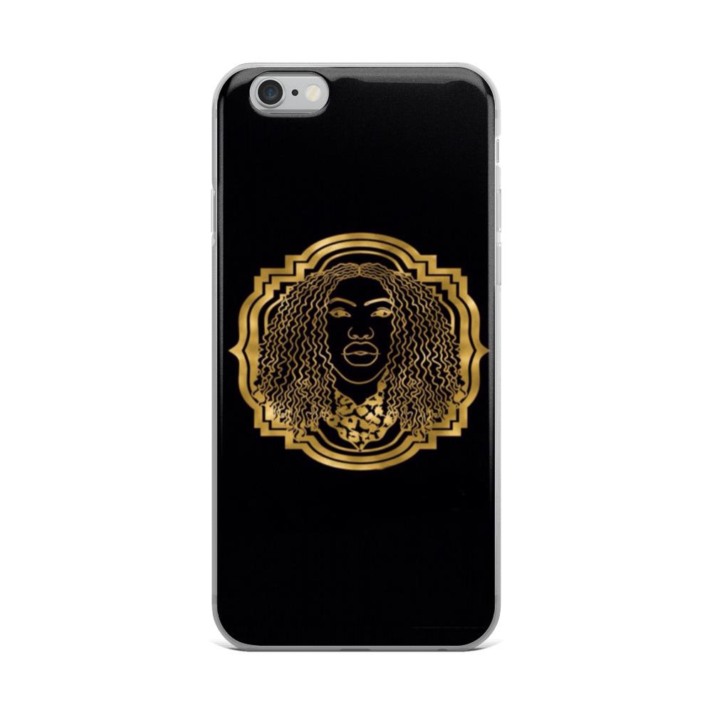 Bougiee Emblem Dark iPhone Case showcasing sleek design and durable materials, featuring a solid back and flexible sides.