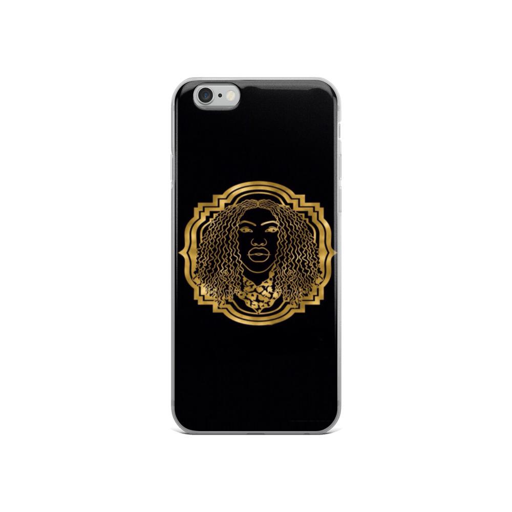 Bougiee Emblem Dark iPhone Case showcasing sleek design and durable materials, featuring a solid back and flexible sides.