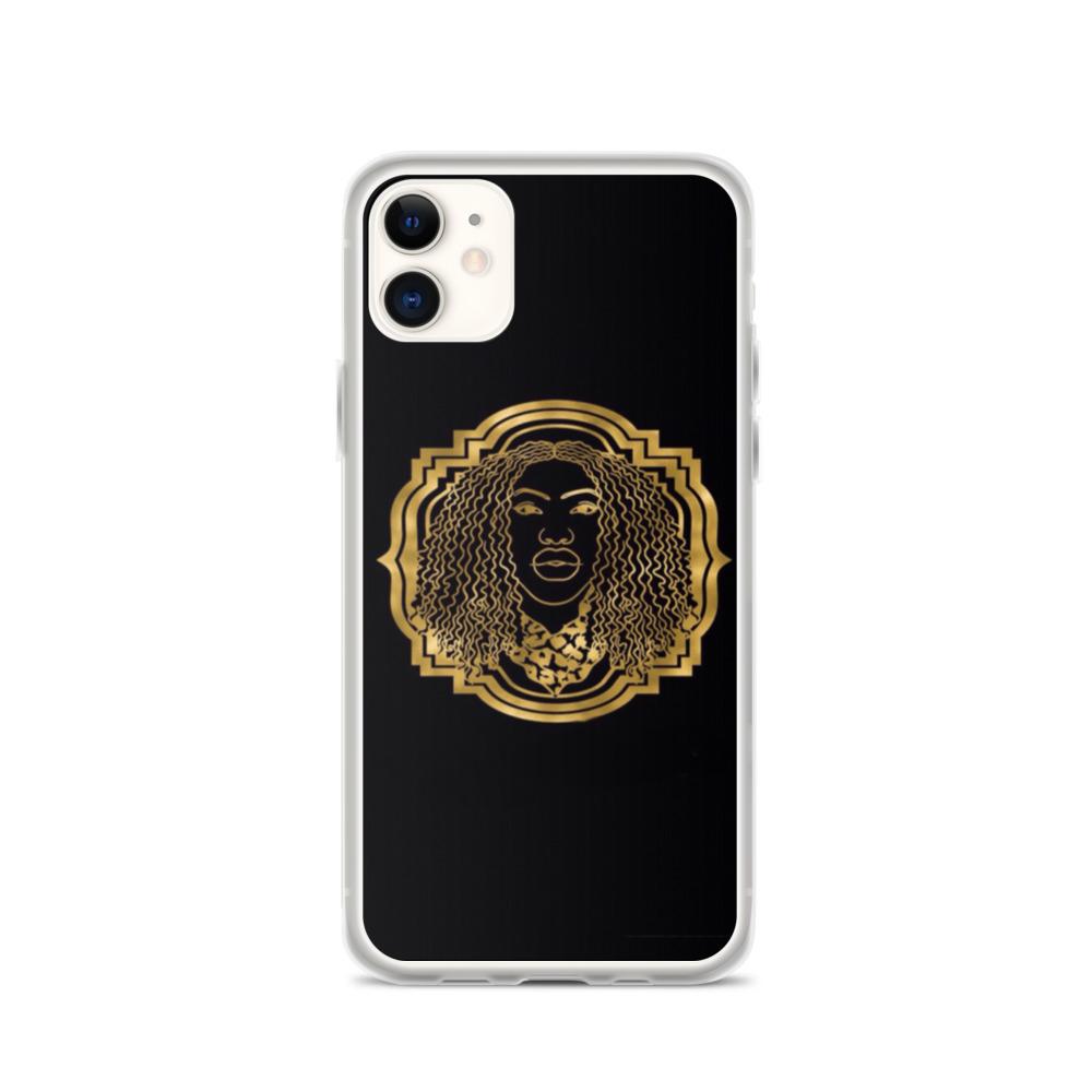 Bougiee Emblem Dark iPhone Case showcasing sleek design and durable materials, featuring a solid back and flexible sides.