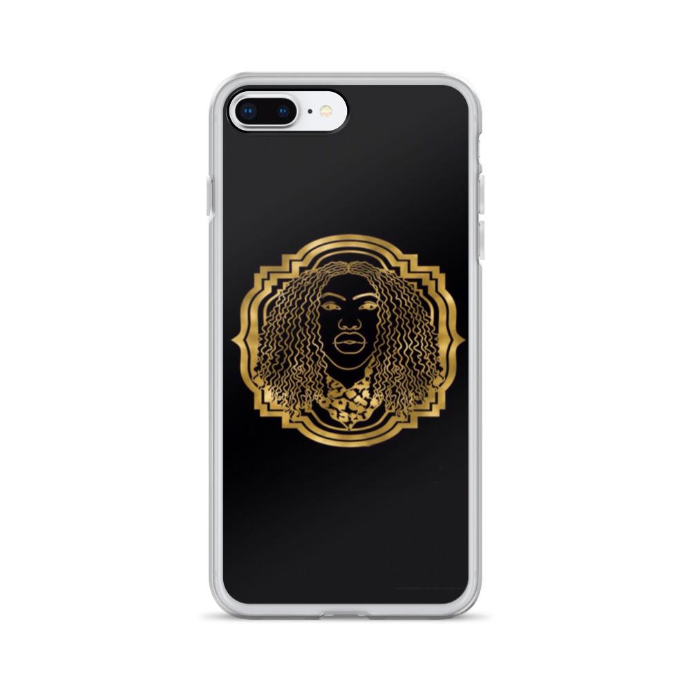 Bougiee Emblem Dark iPhone Case showcasing sleek design and durable materials, featuring a solid back and flexible sides.