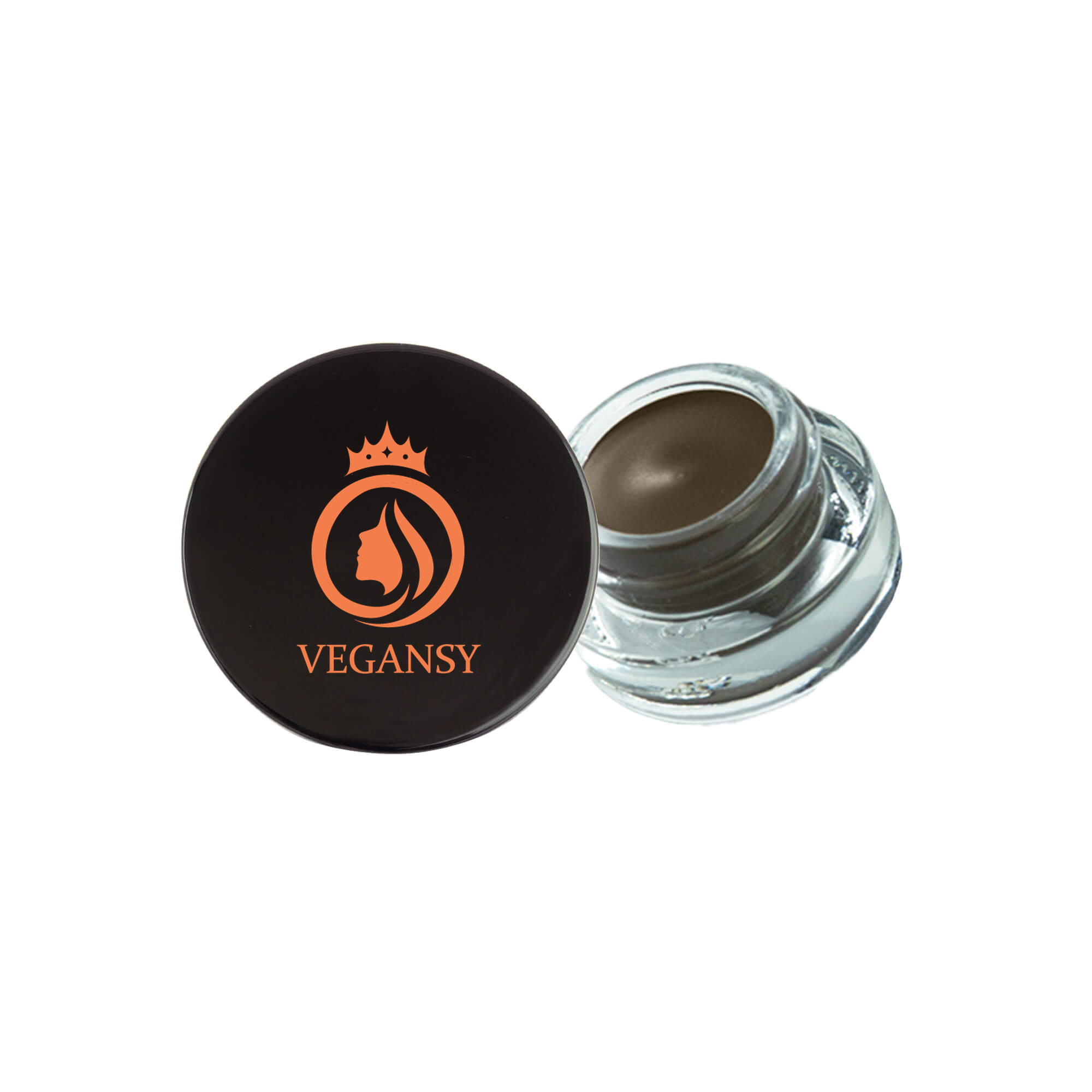 Chocolate brow pomade in a sleek container, showcasing its rich color and smooth texture, perfect for shaping and filling brows.