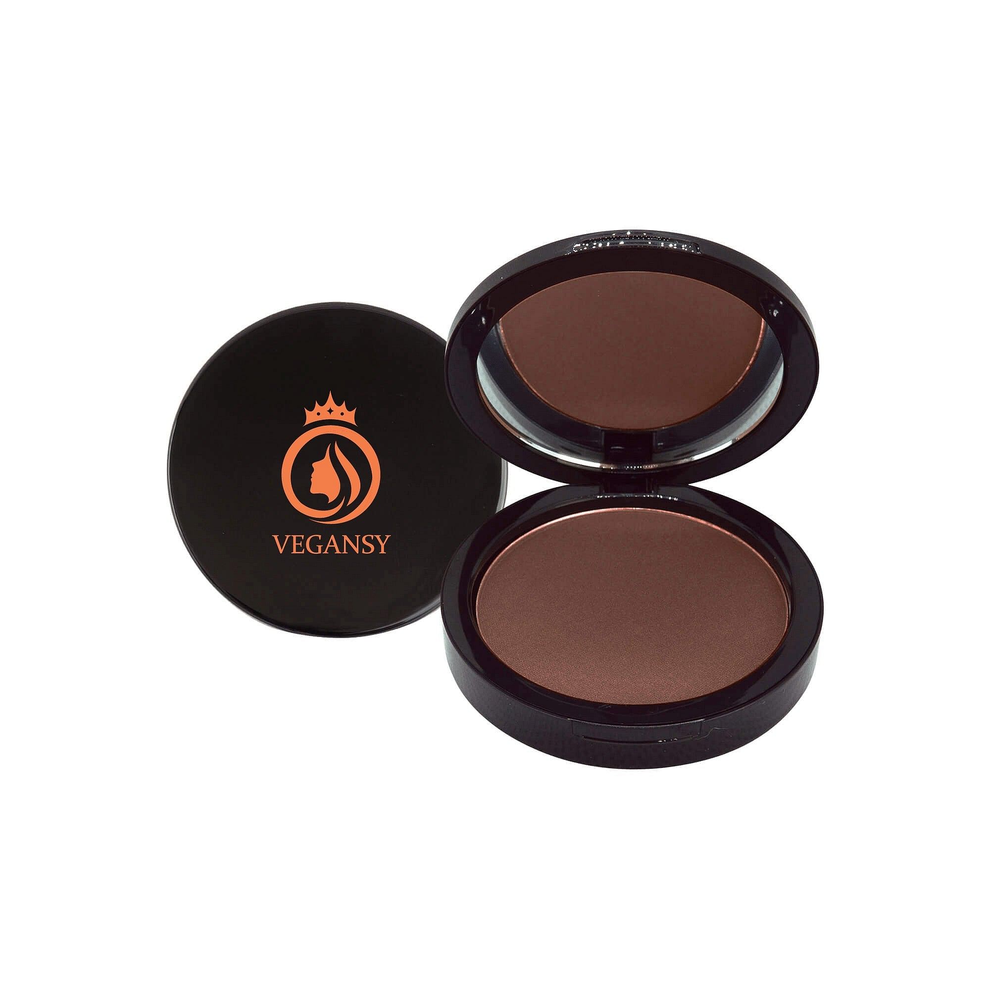 Cinnamon Dual Blend Powder Foundation compact with a sleek design, showcasing the powder inside.