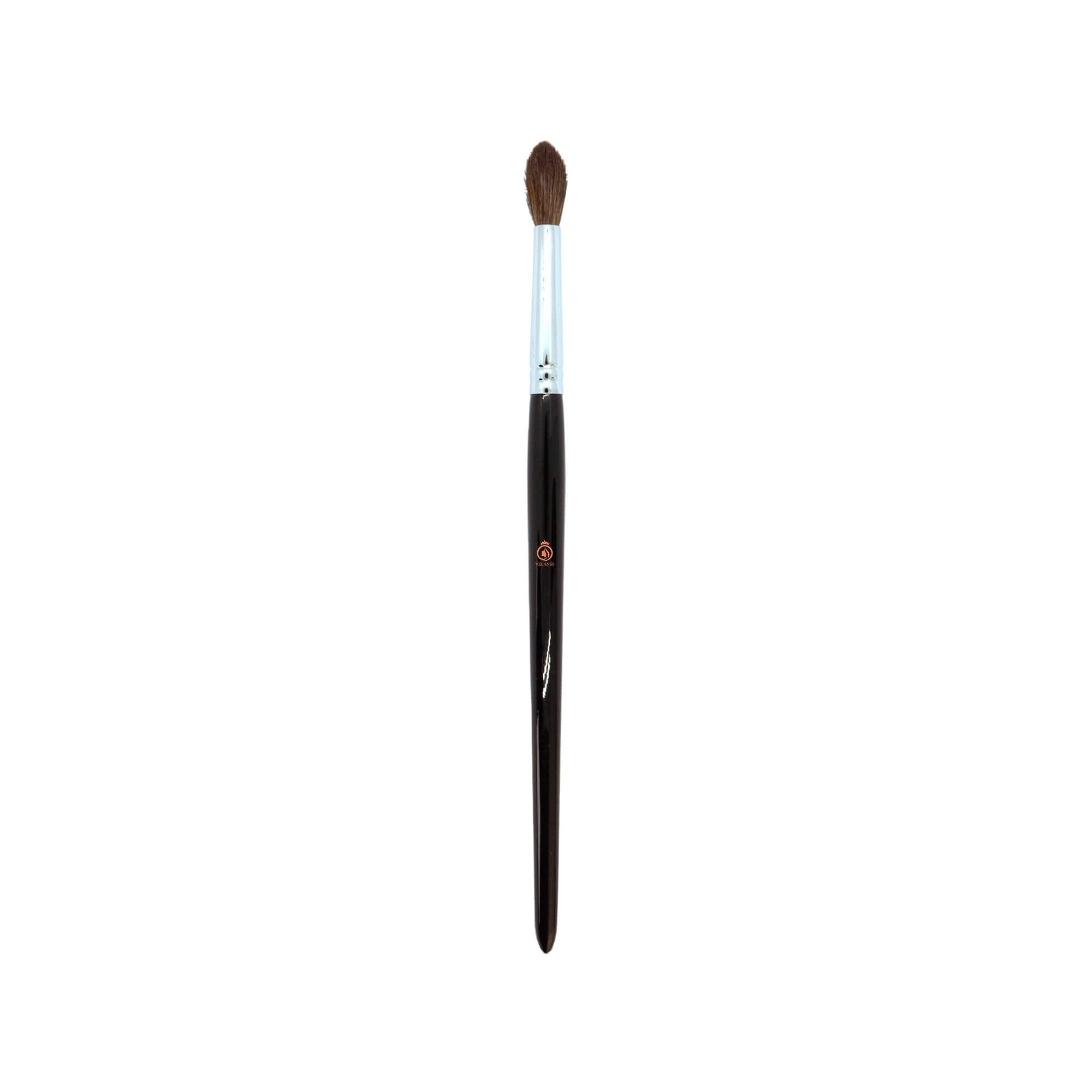 Crease Blender brush with soft goat hair bristles and a shiny pointed handle, ideal for precise eyeshadow application.