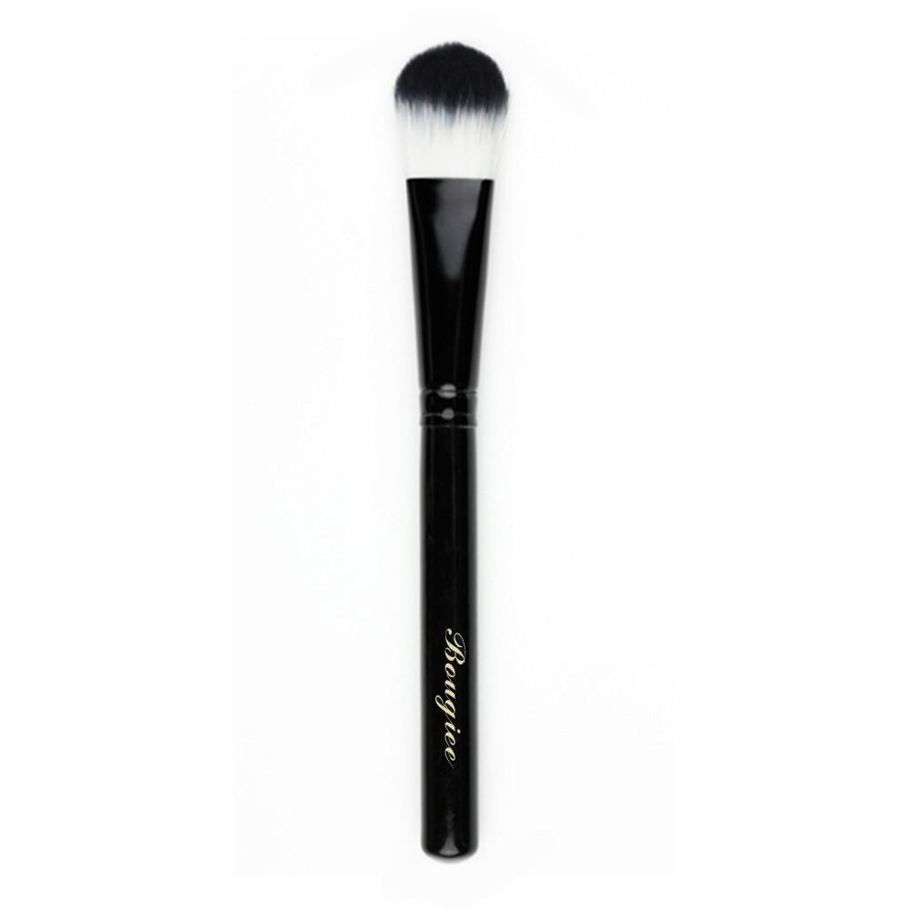 Classic Foundation Brush with ultra-soft goat hair bristles and polished black ferrule, featuring a high gloss birch wood handle.