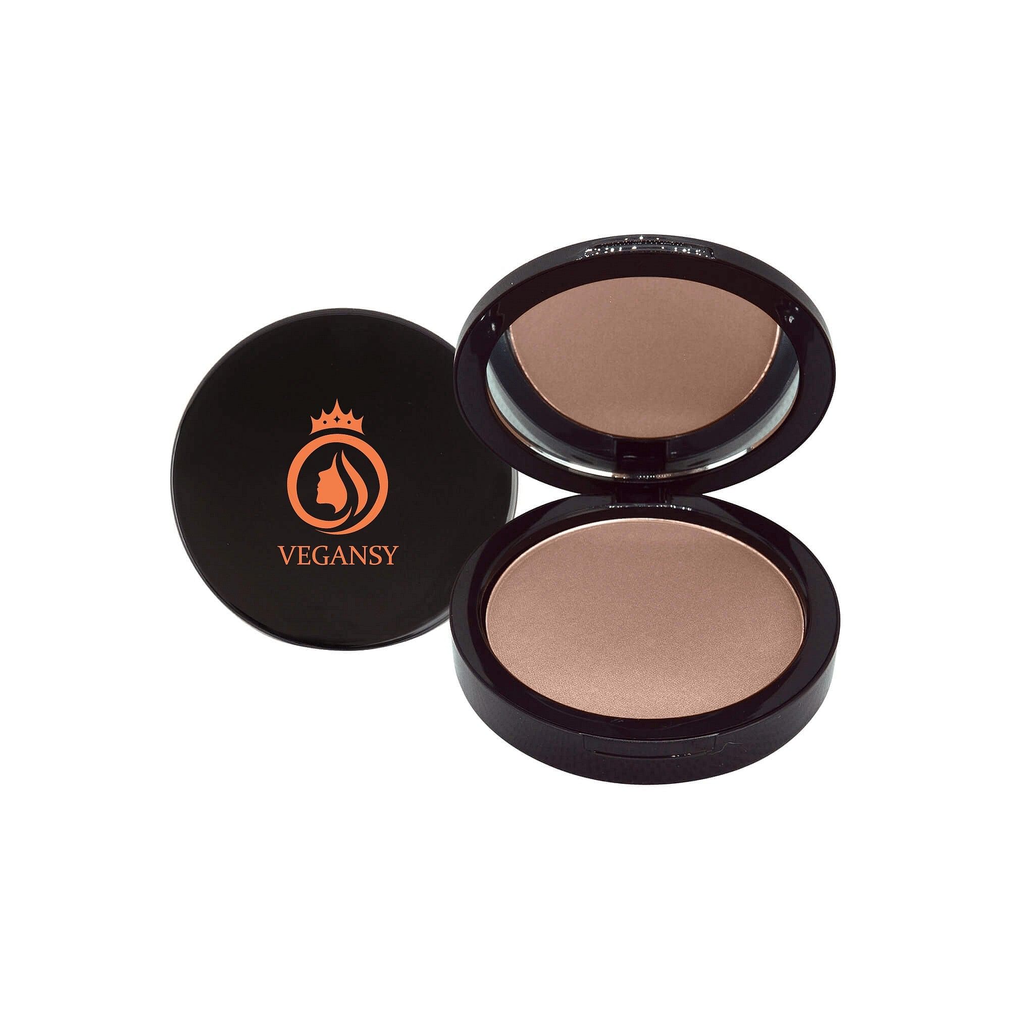 French Dual Blend Powder Foundation compact with a sleek design, showcasing the powder and mirror inside.