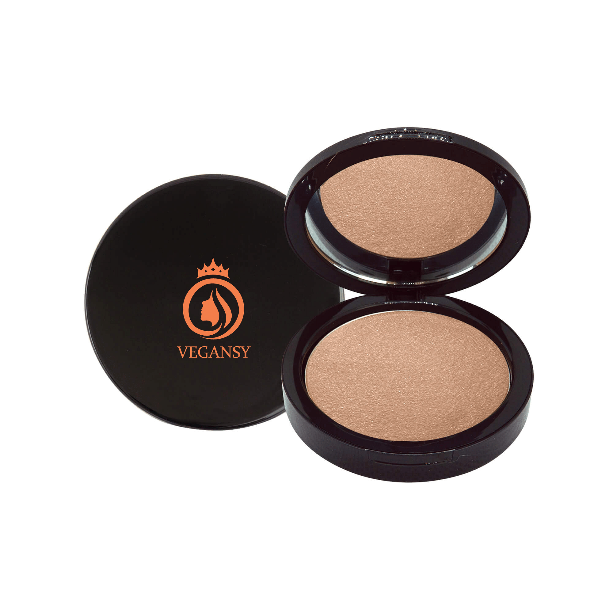 A compact of Glowy Luminizing Powder showcasing its silky texture and radiant shimmer, perfect for enhancing skin luminosity.