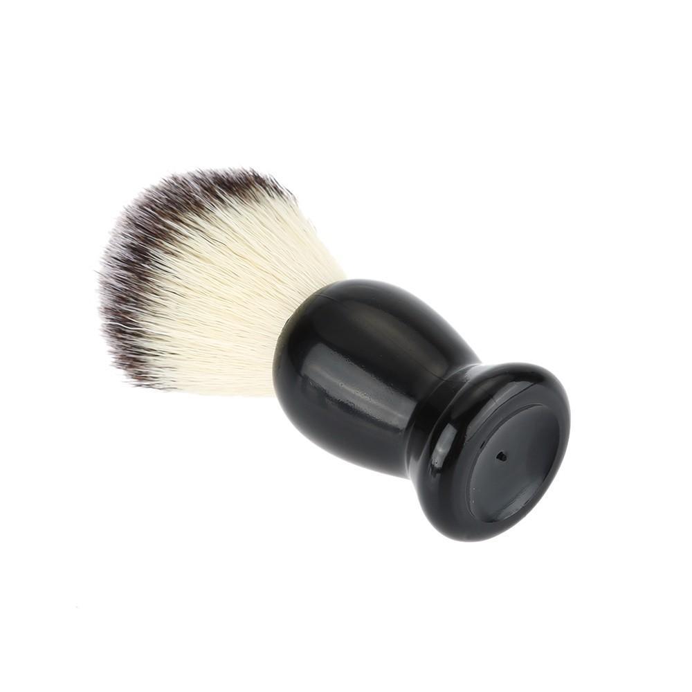 High quality black non-shedding shaving brush with rubber plastic handle, designed for optimal lathering and comfort.