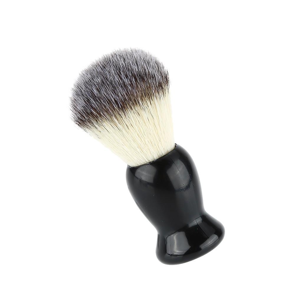 High quality black non-shedding shaving brush with rubber plastic handle, designed for optimal lathering and comfort.