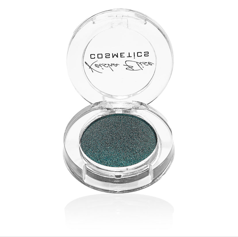 A collection of Boss Mom holographic eyeshadows in bronze, teal gold, and purple shades, elegantly displayed in a stylish packaging.