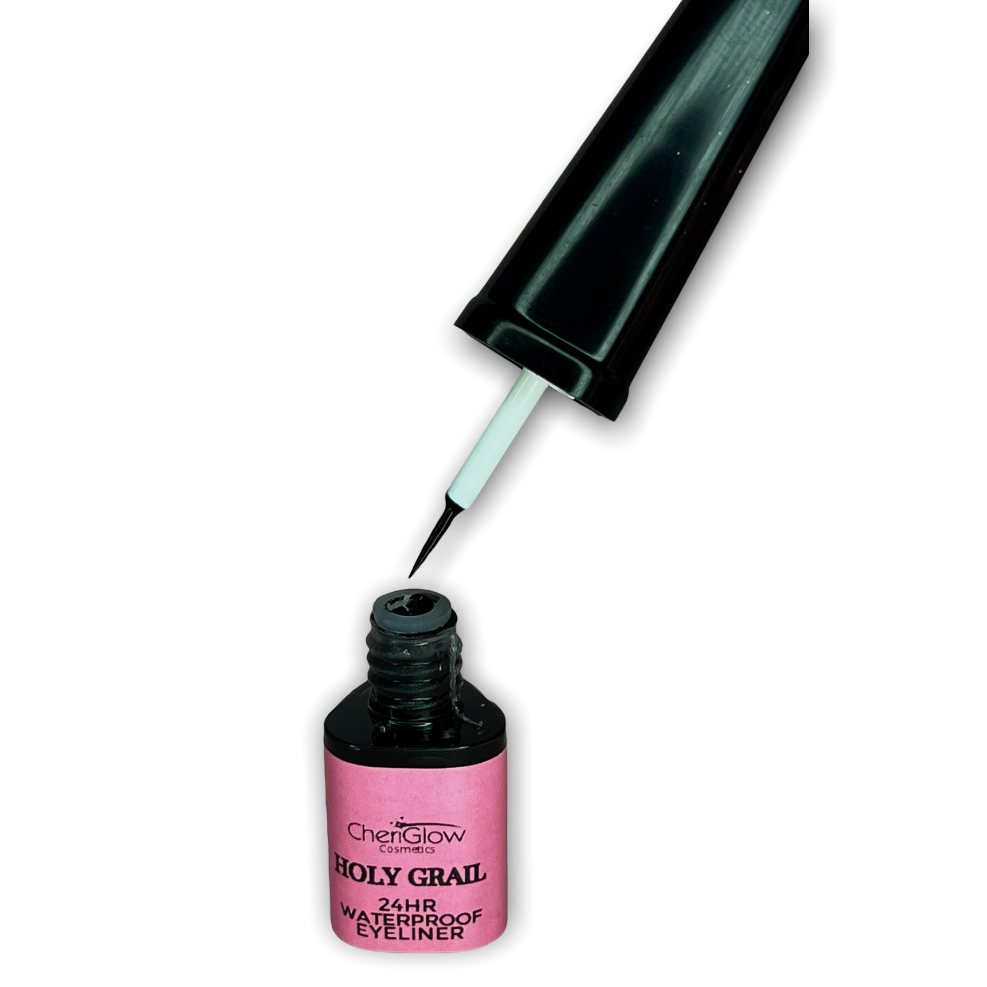 Holy Grail 24HR Waterproof Eyeliner in sleek packaging, showcasing its fine brush tip for precise application.