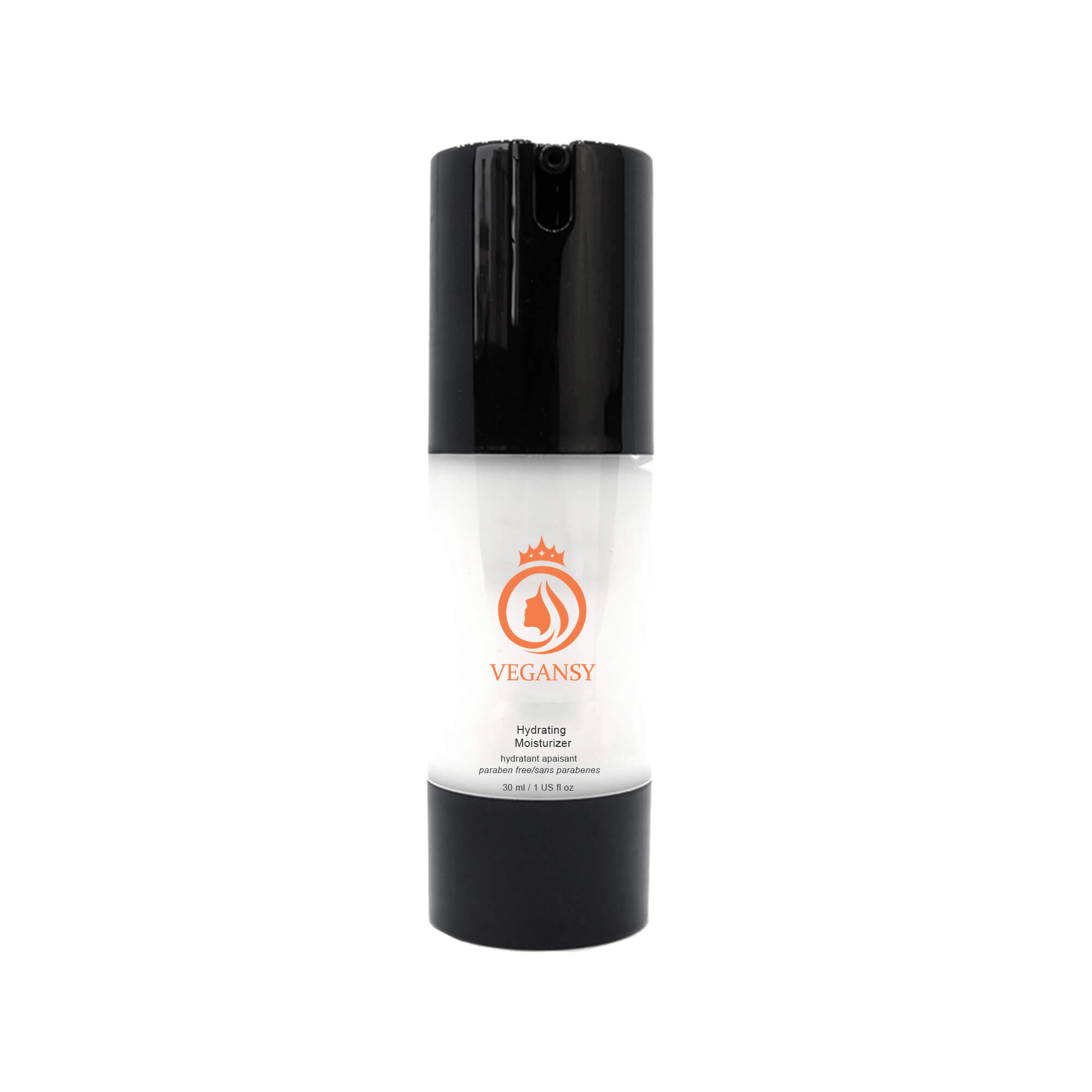 A bottle of Hydrating Moisturizer with a sleek design, featuring natural ingredients like witch hazel and chamomile, ideal for dry skin.