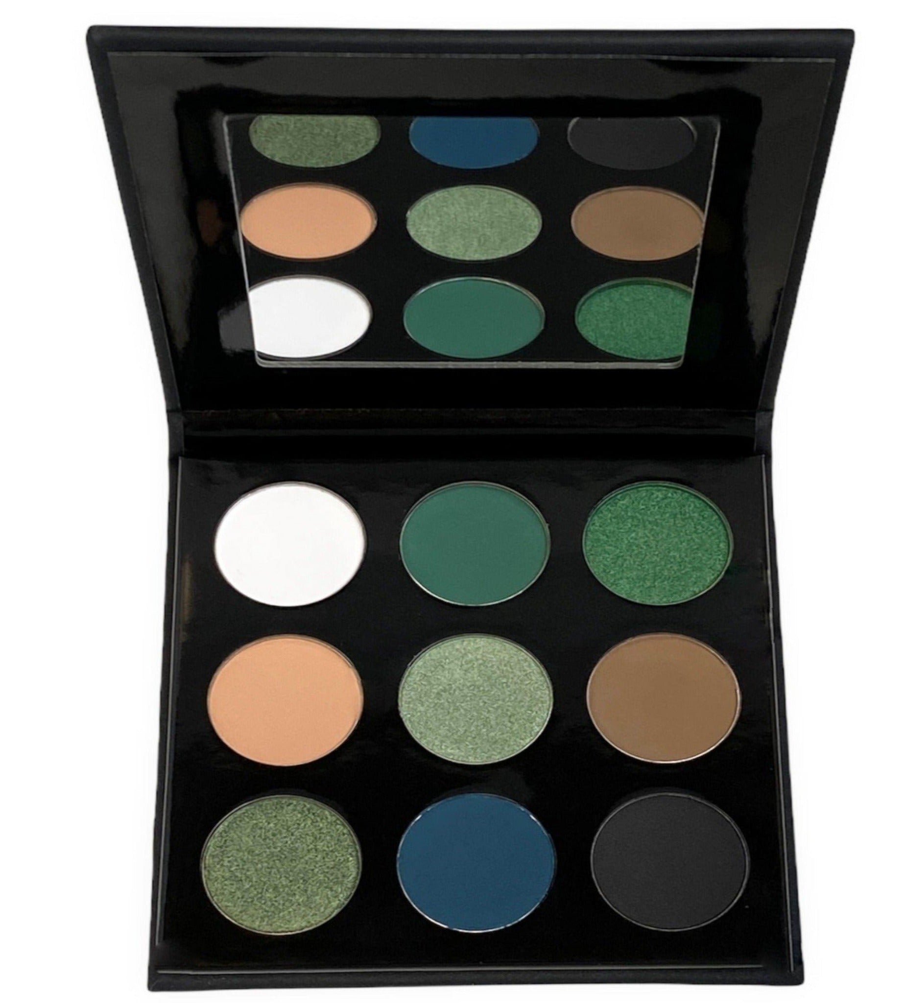 JADED Eyeshadow Palette featuring rich green shades in a stylish PU leather case.