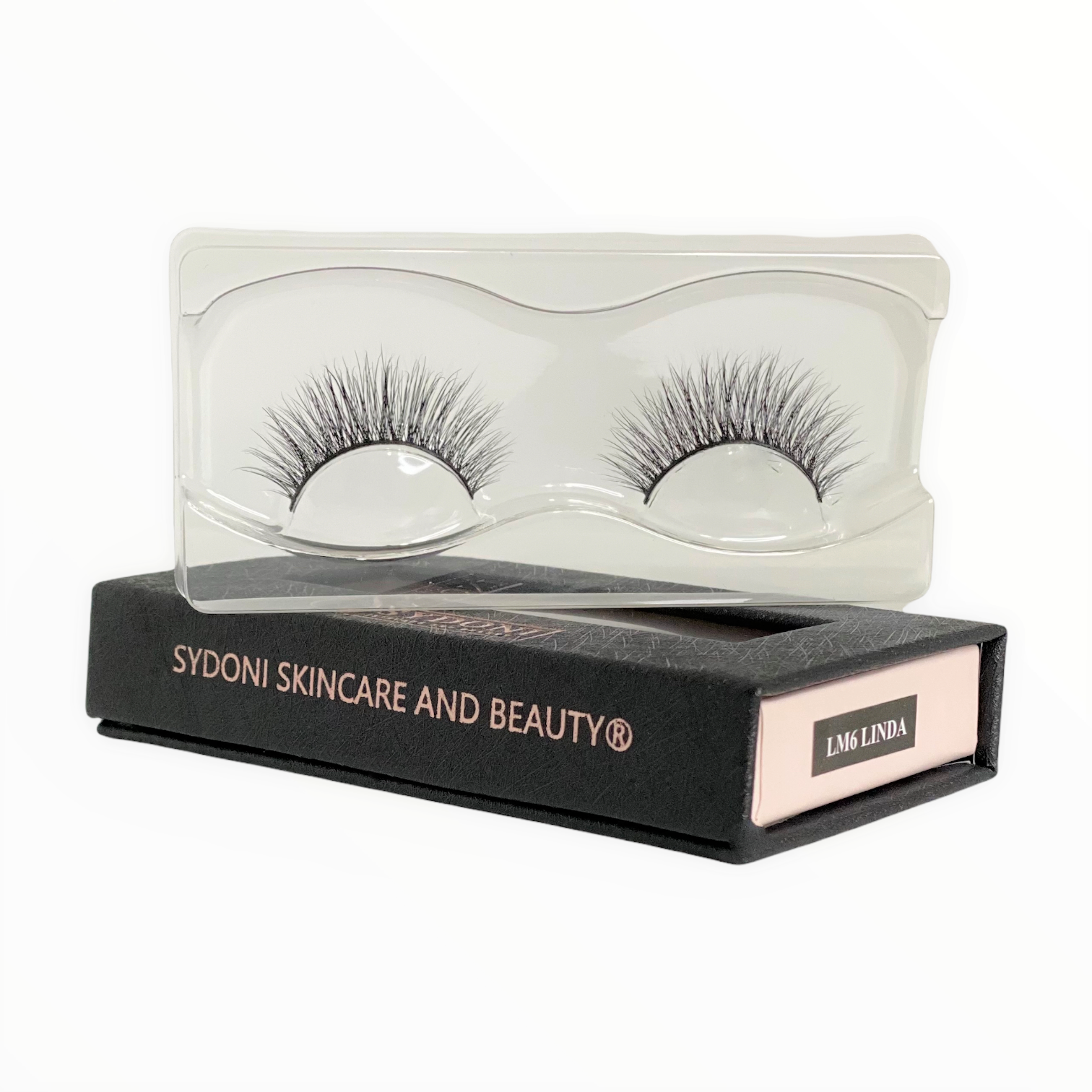 A pair of luxurious LINDA MINK LASHES made from 100% real mink fur, showcasing a wispy 3D design for a glamorous look.