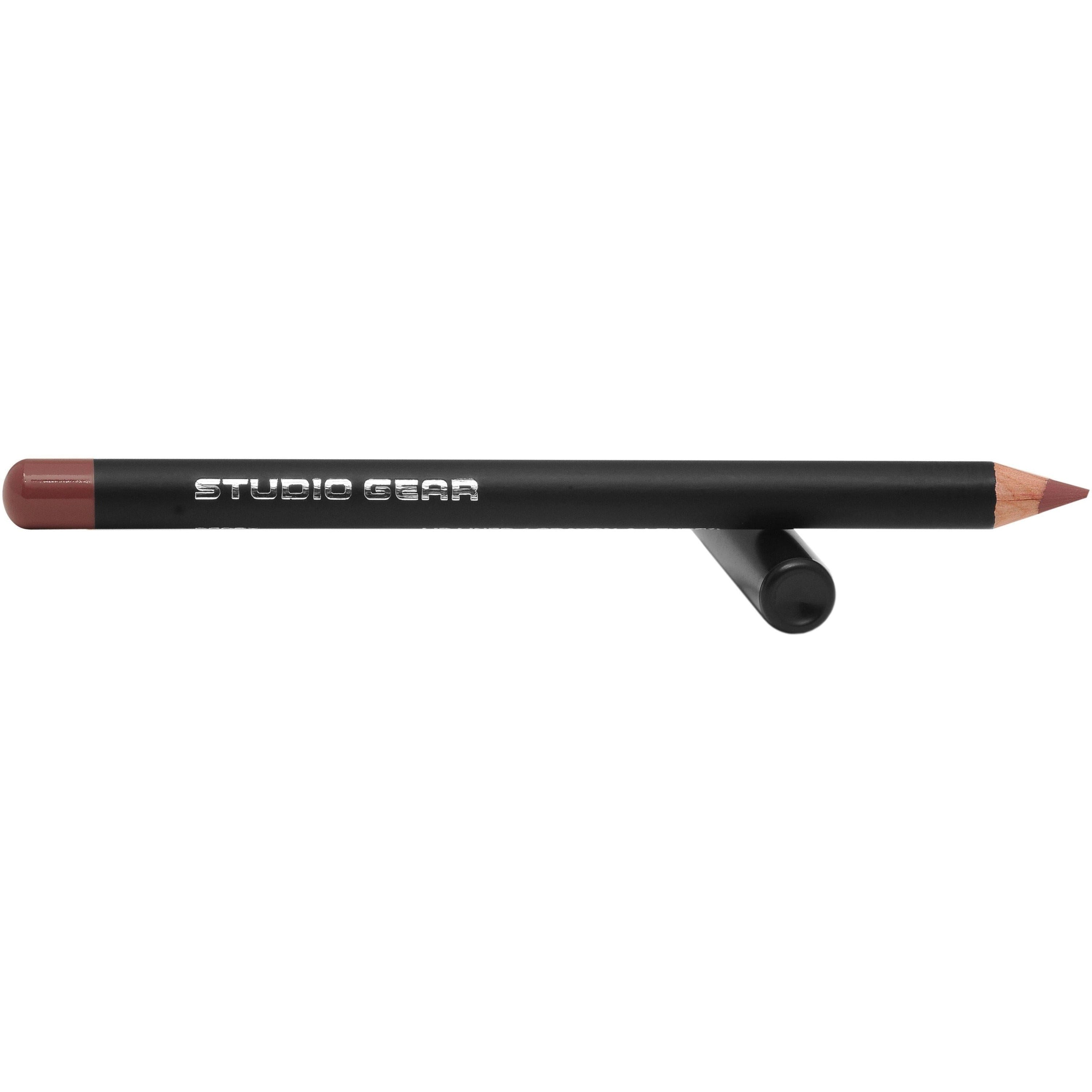 Studio Gear Cosmetics Lip Liner pencil showcasing its sleek design and vibrant color.