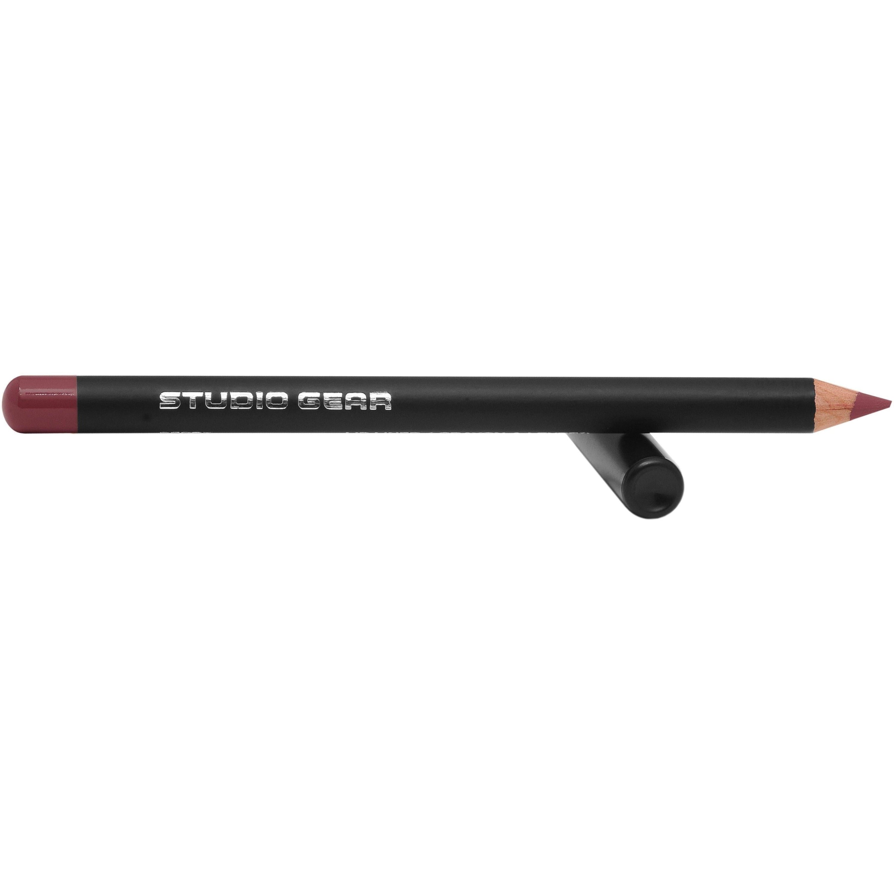 Studio Gear Cosmetics Lip Liner pencil showcasing its sleek design and vibrant color.