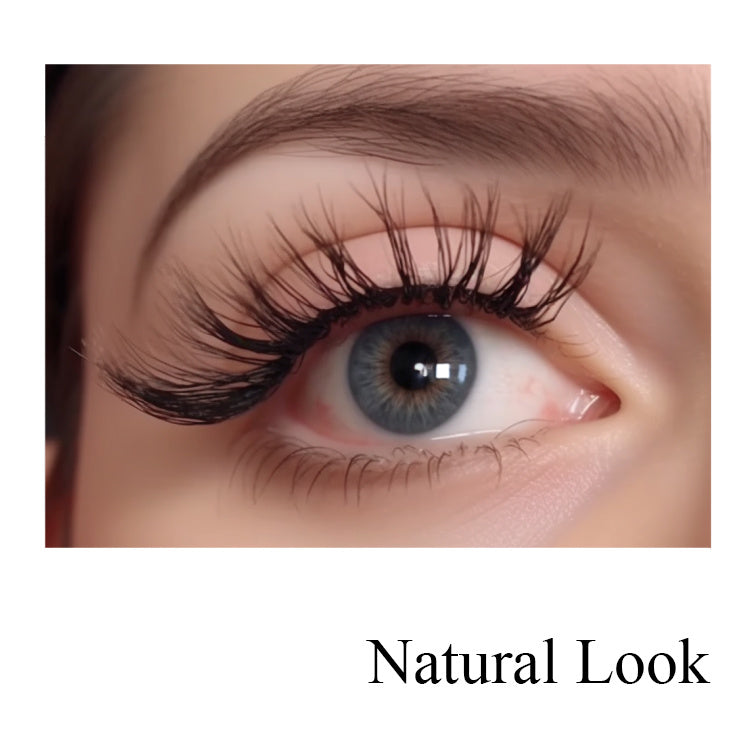 Luxe Lash 12mm Eyelash Extensions displayed on a soft background, showcasing their natural look and lightweight design.