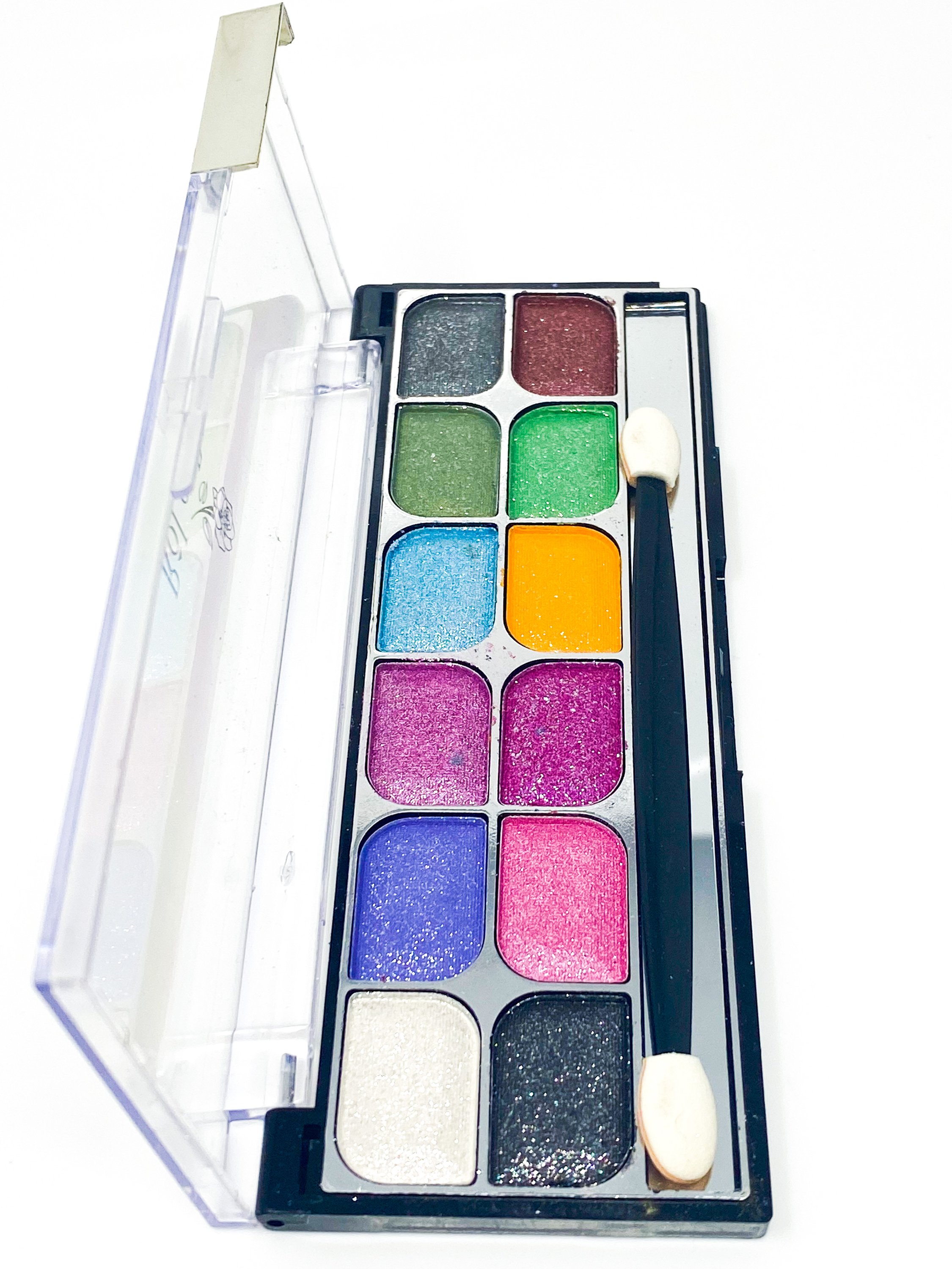 A vibrant 12 Rich Pigment Eye Shadow Palette X2 showcasing a variety of rich colors and high shimmer finishes, perfect for creative eye makeup looks.