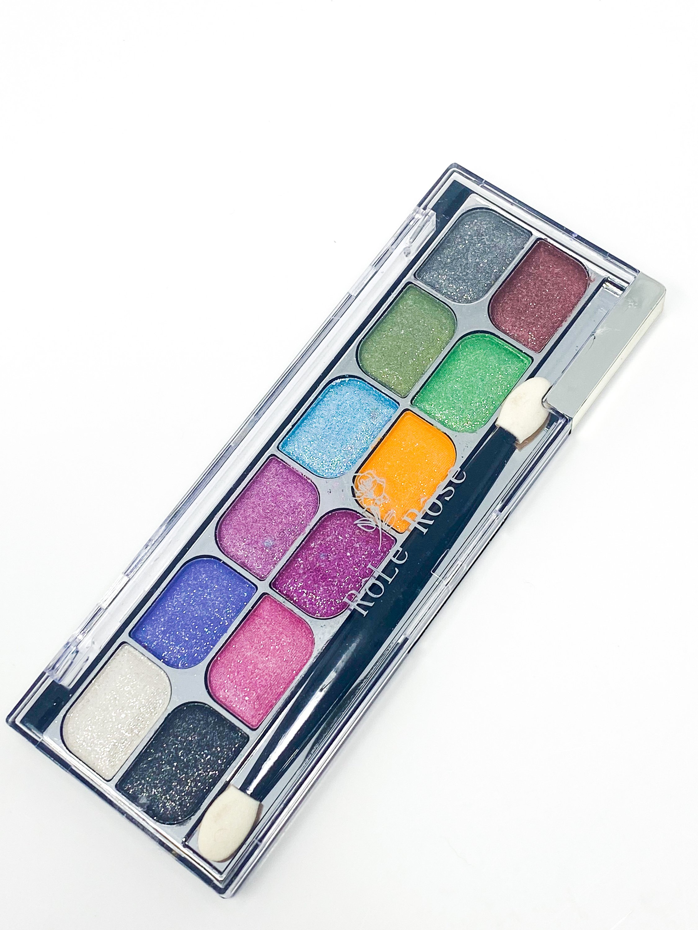 A vibrant 12 Rich Pigment Eye Shadow Palette X2 showcasing a variety of rich colors and high shimmer finishes, perfect for creative eye makeup looks.