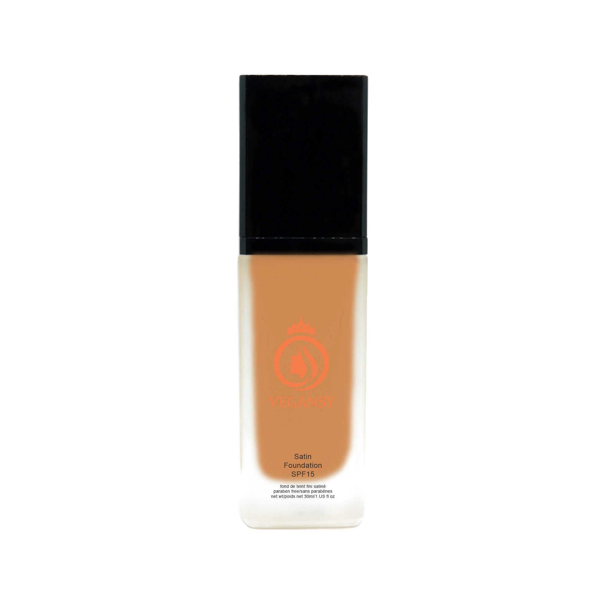 A bottle of Marigold foundation showcasing its elegant design and natural glow finish, suitable for all skin types.