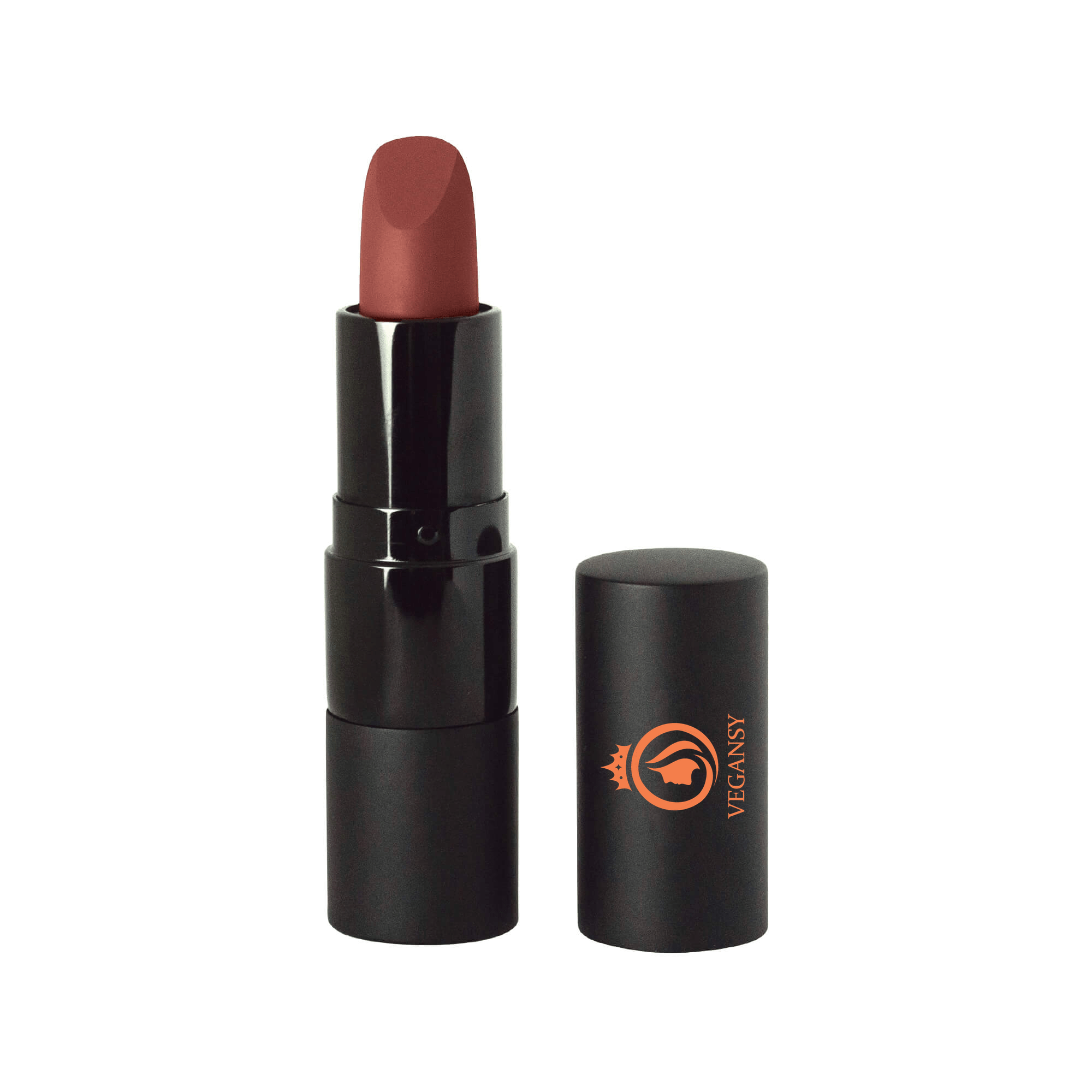 A close-up of Lust Matte Lipstick showcasing its rich color and sleek packaging, perfect for a bold lip look.