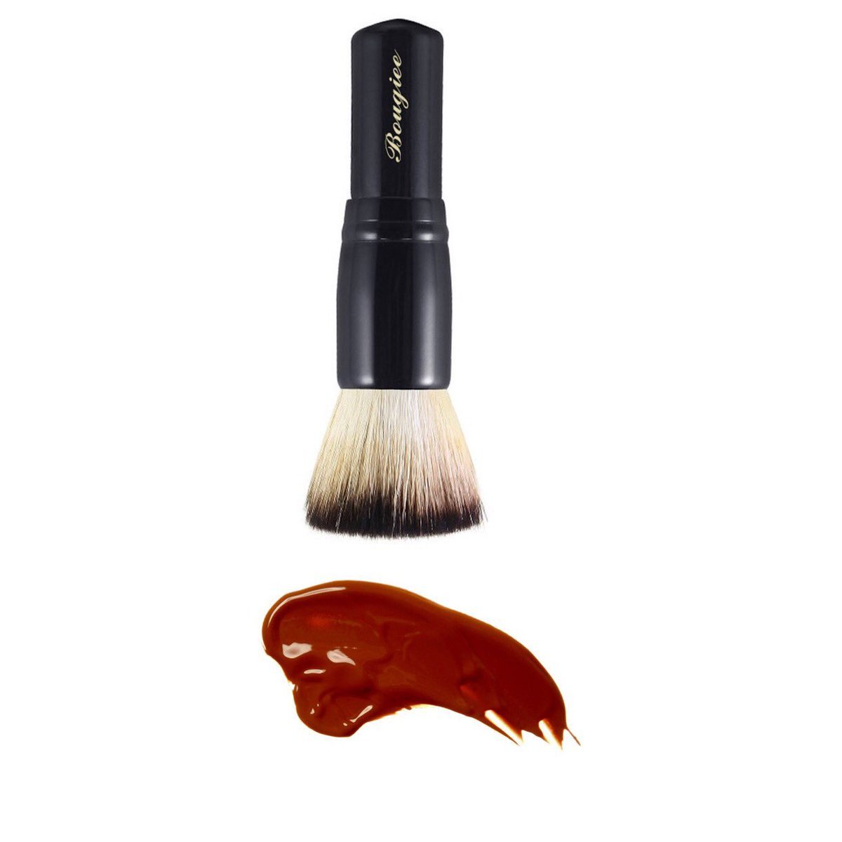 Mini Bronzer Brush BK31 with ultra-soft goat hair bristles and polished black ferrule, featuring a high gloss birch wood handle.