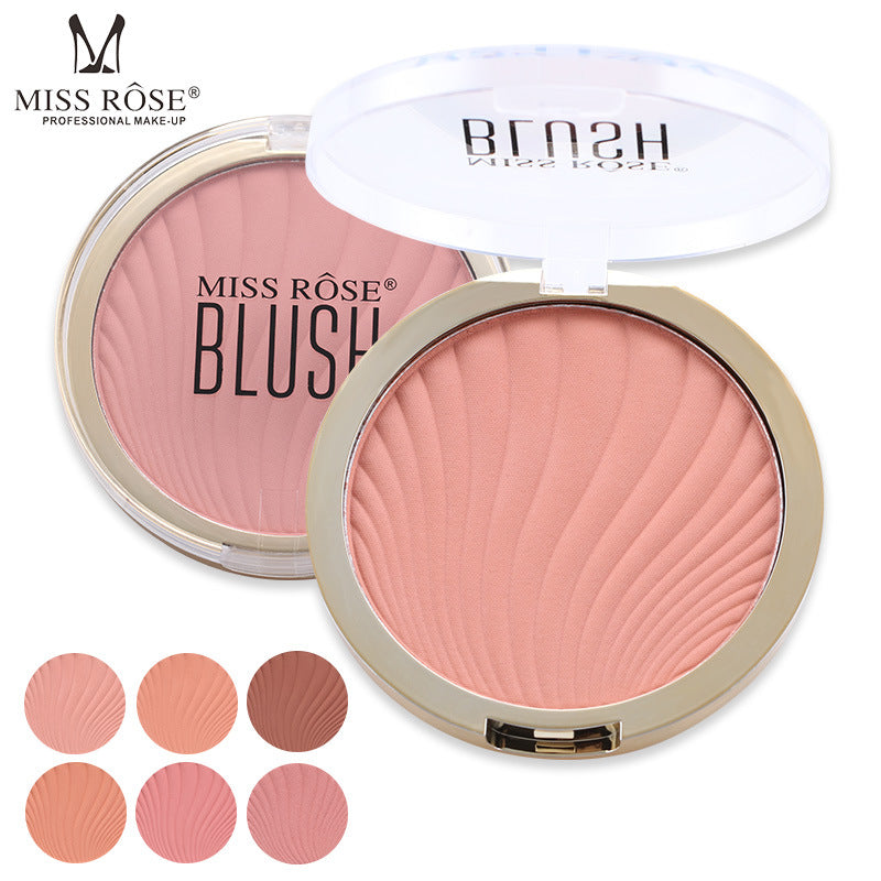 MISSROSE Six-Color Matte Highlighter Blush palette showcasing six matte shades for a natural glow.