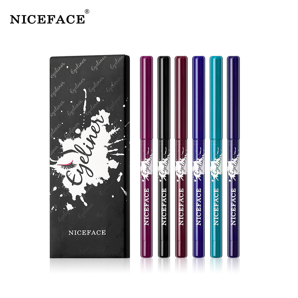 NICEFACE6 Color Matte Eyeliner gel in various vibrant colors displayed elegantly.