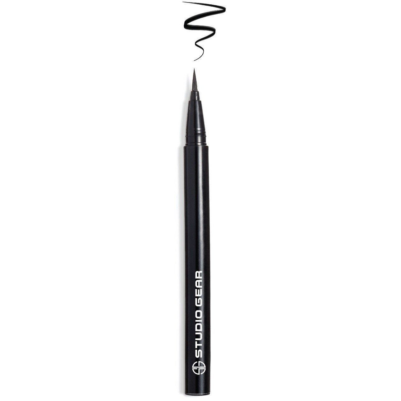 Studio Gear Cosmetics Pen & Ink Felt Tip Liner with a sleek design and felt tip applicator, showcasing its black color.