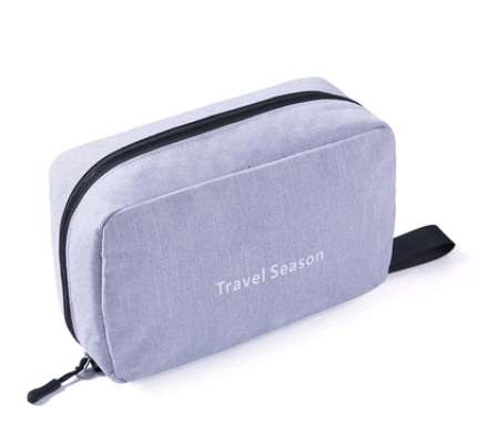 Portable Travel Hook Multifunction Makeup Bag with multiple pockets and a hanging hook, ideal for organizing cosmetics and toiletries.