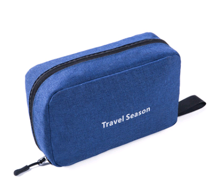 Portable Travel Hook Multifunction Makeup Bag with multiple pockets and a hanging hook, ideal for organizing cosmetics and toiletries.