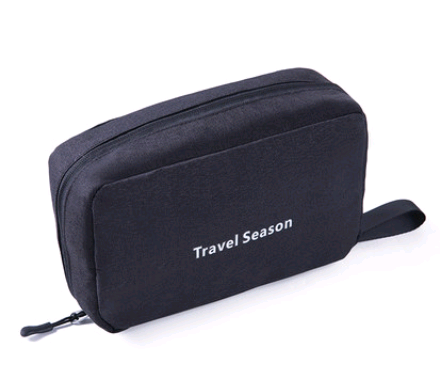 Portable Travel Hook Multifunction Makeup Bag with multiple pockets and a hanging hook, ideal for organizing cosmetics and toiletries.