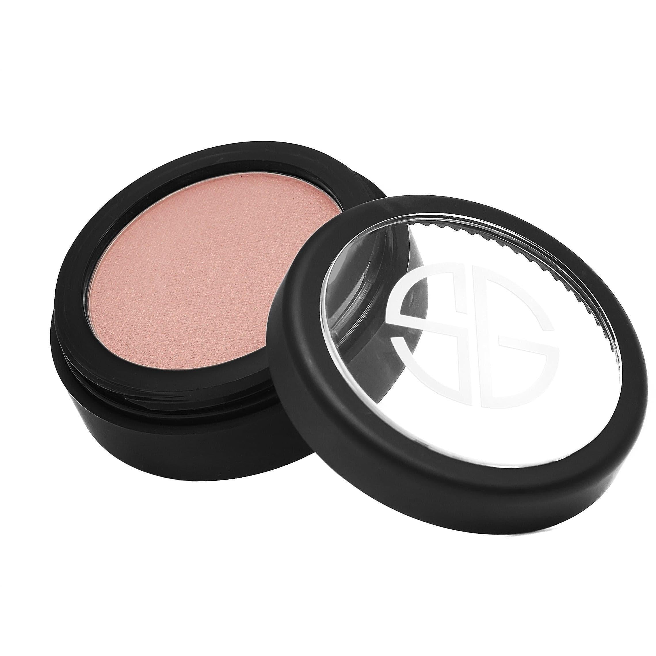 Studio Gear Cosmetics Powder Blush in a sleek compact, showcasing its soft, velvety texture and vibrant colors.