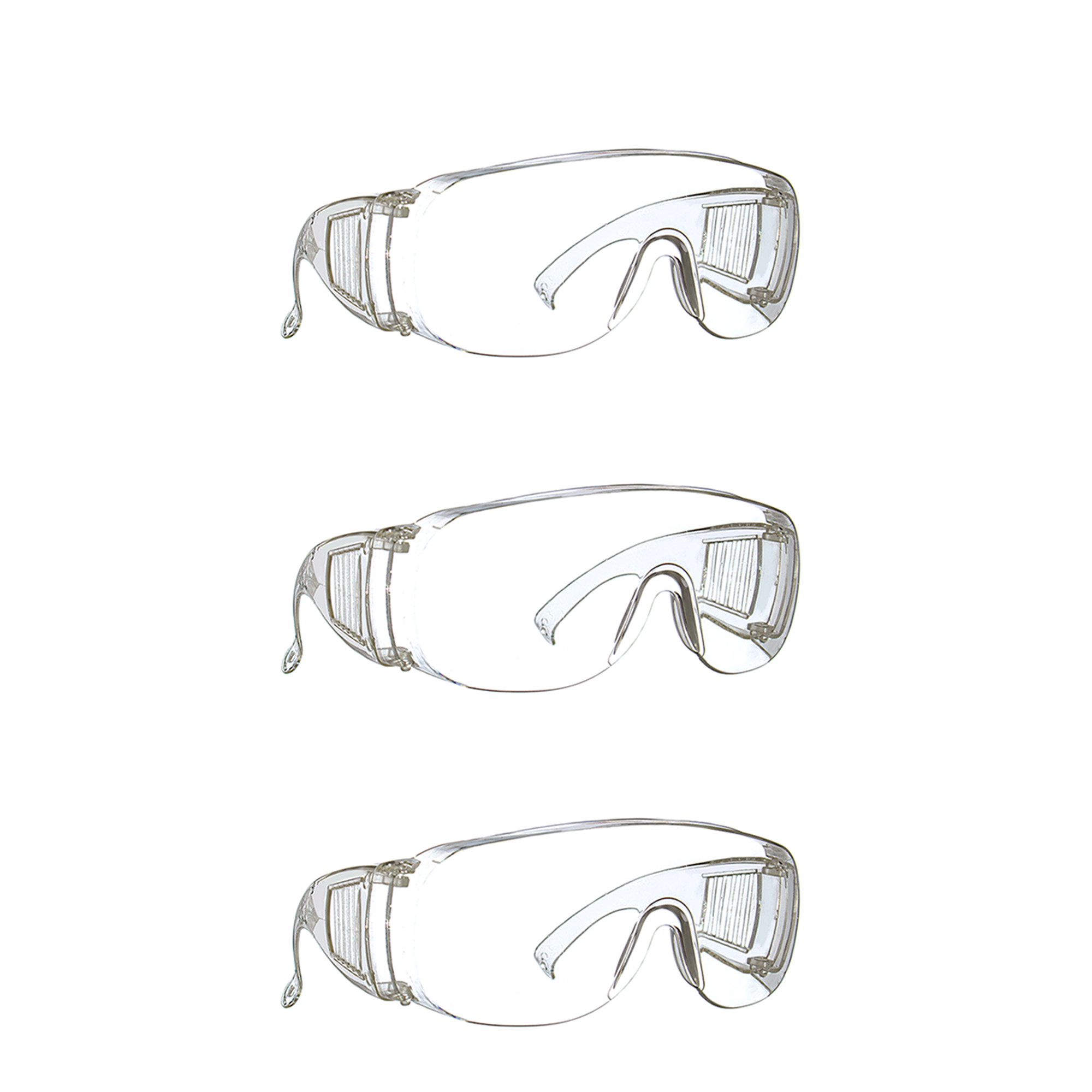 A pair of clear protective goggles designed for comfort and optimal eye protection, suitable for various everyday tasks.